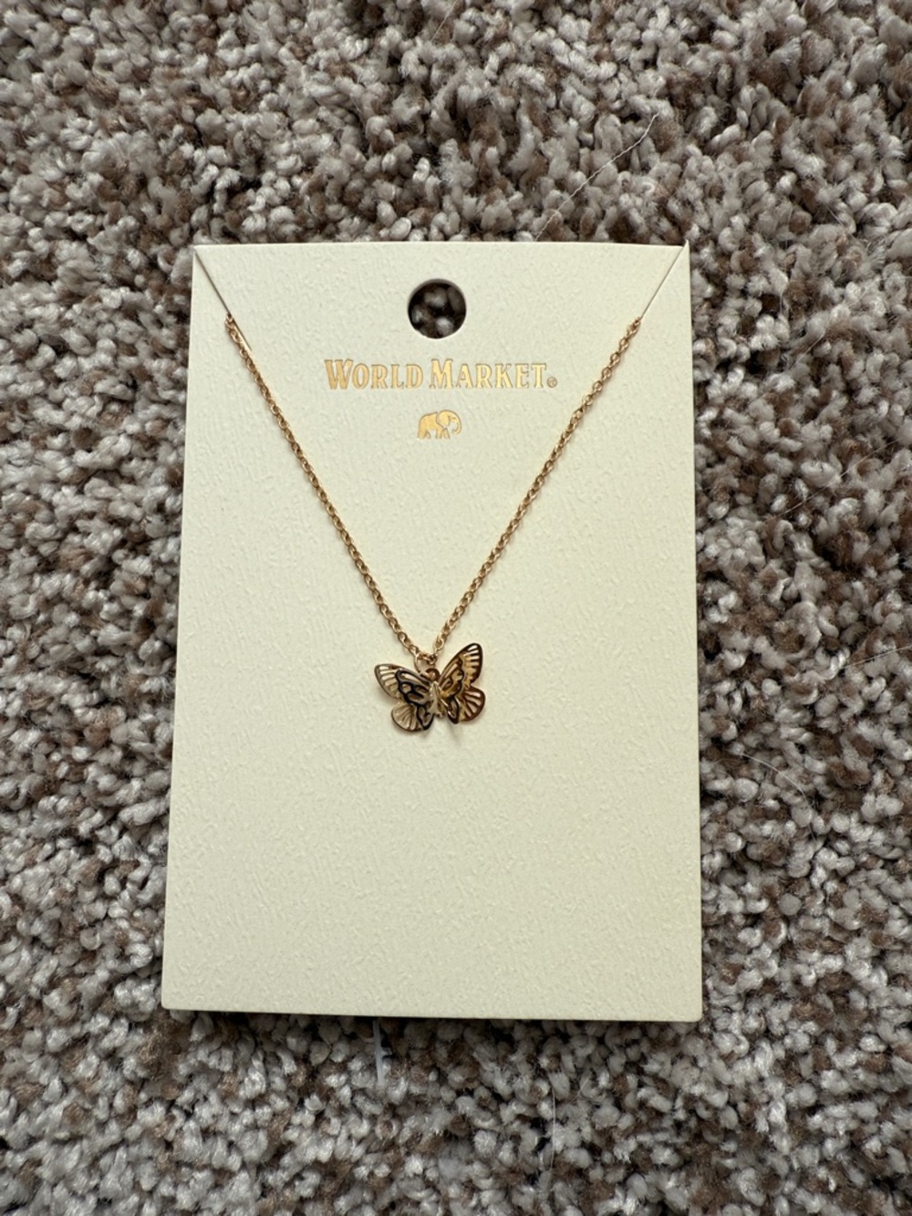 NWT - World Market Gold Butterfly Charm Necklace